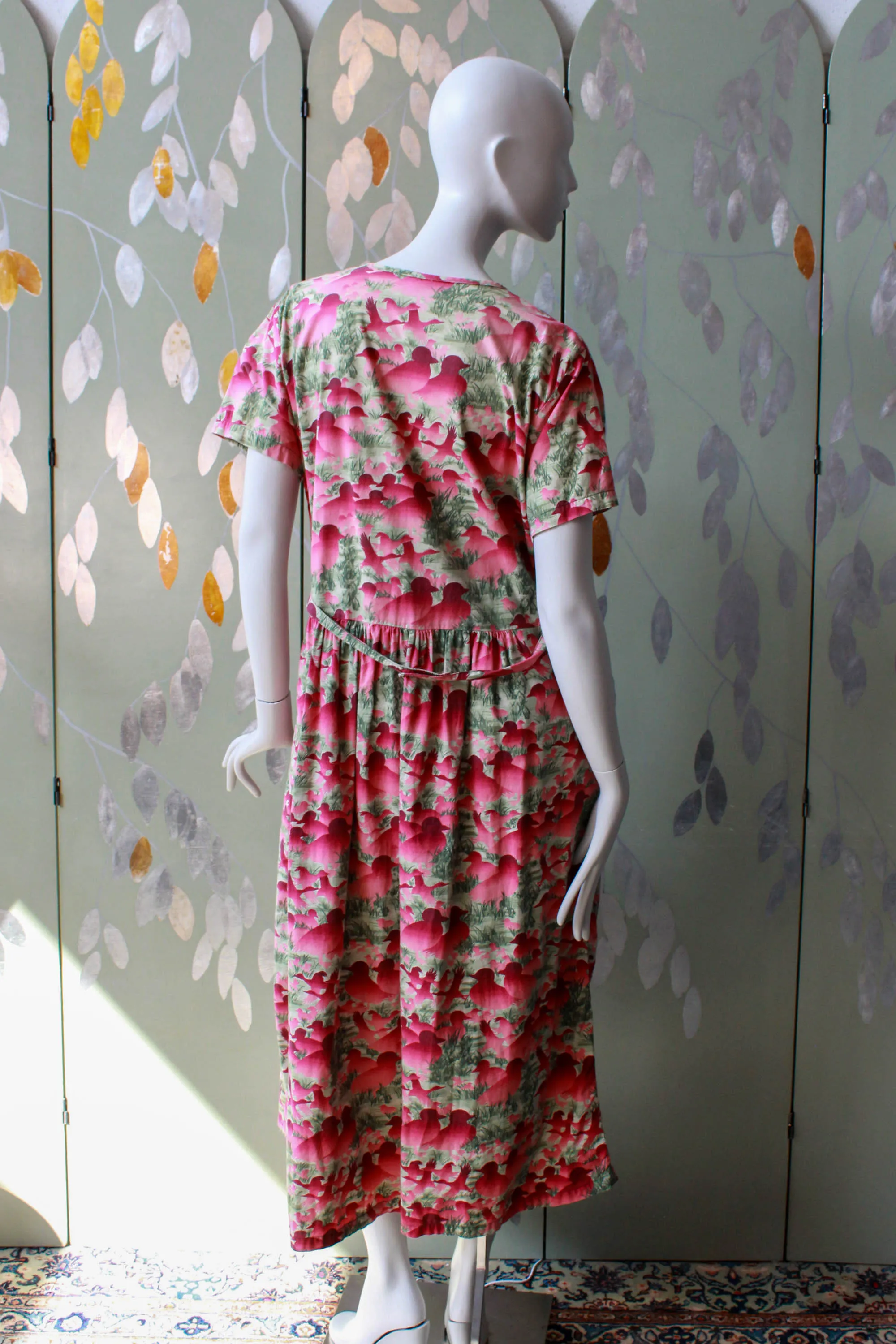 1980s Duck Print Cotton Dress, Large