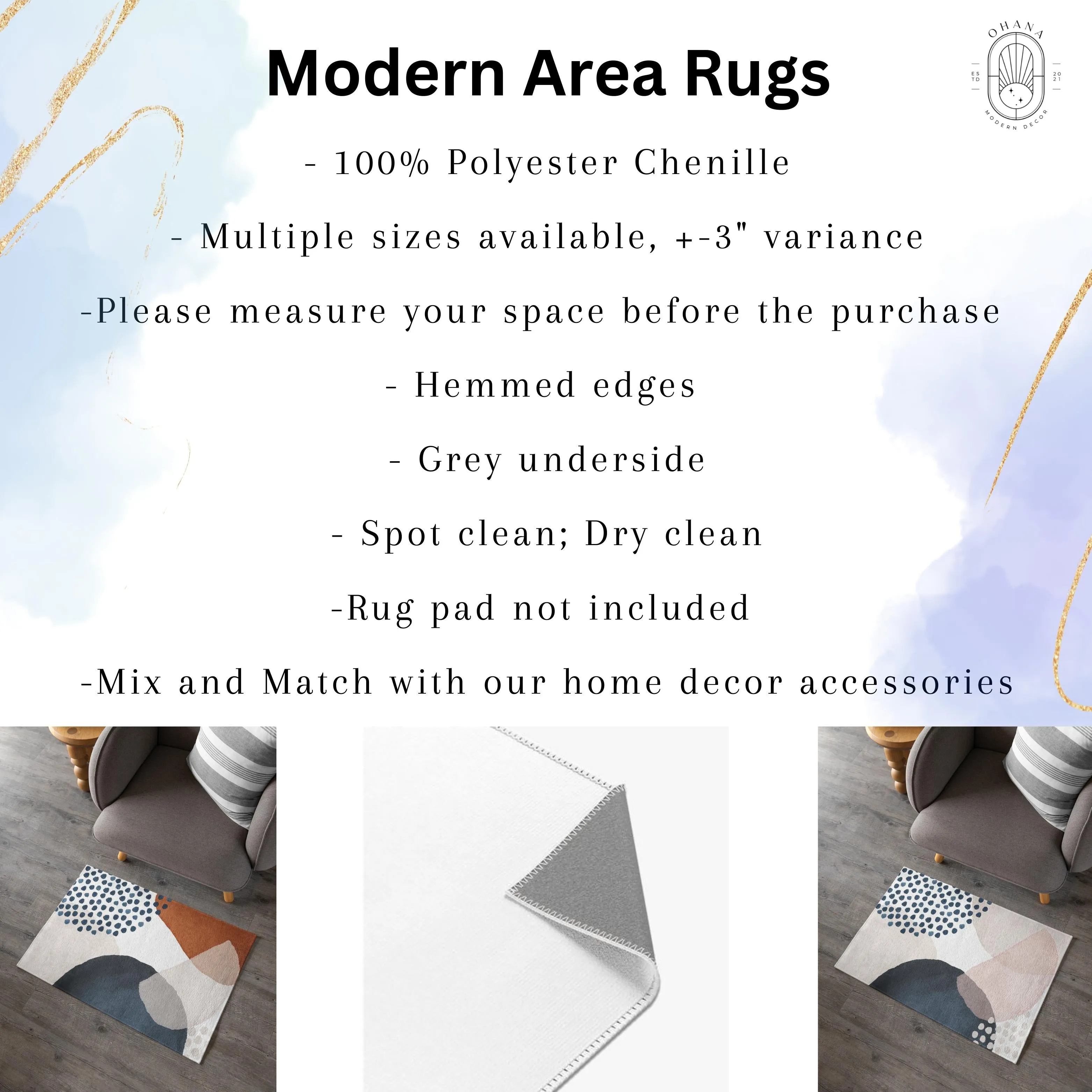 Abstract Area Rug | Teal Beige Gradient