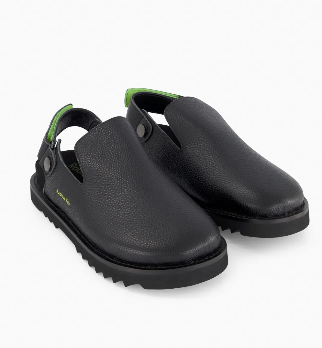 Adventure Awaits Slip On Clog in Tumbled Leather | Black