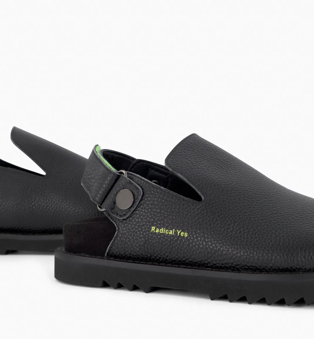 Adventure Awaits Slip On Clog in Tumbled Leather | Black