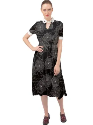 Anansie Spiderweb 1940s Vintage Keyhole Neckline Dress