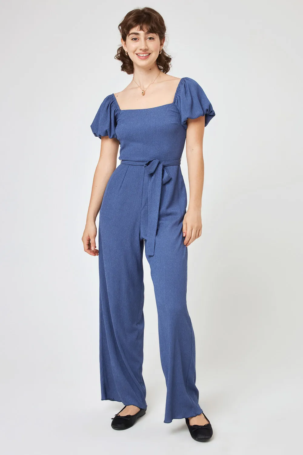 Blue Indigo Tie Waist Jumpsuit