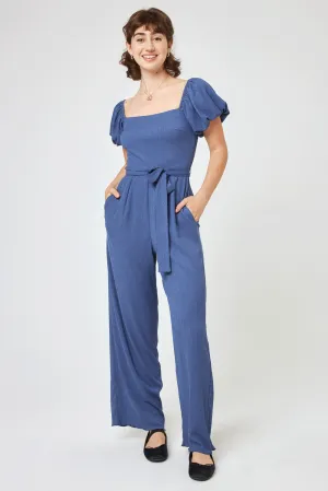 Blue Indigo Tie Waist Jumpsuit