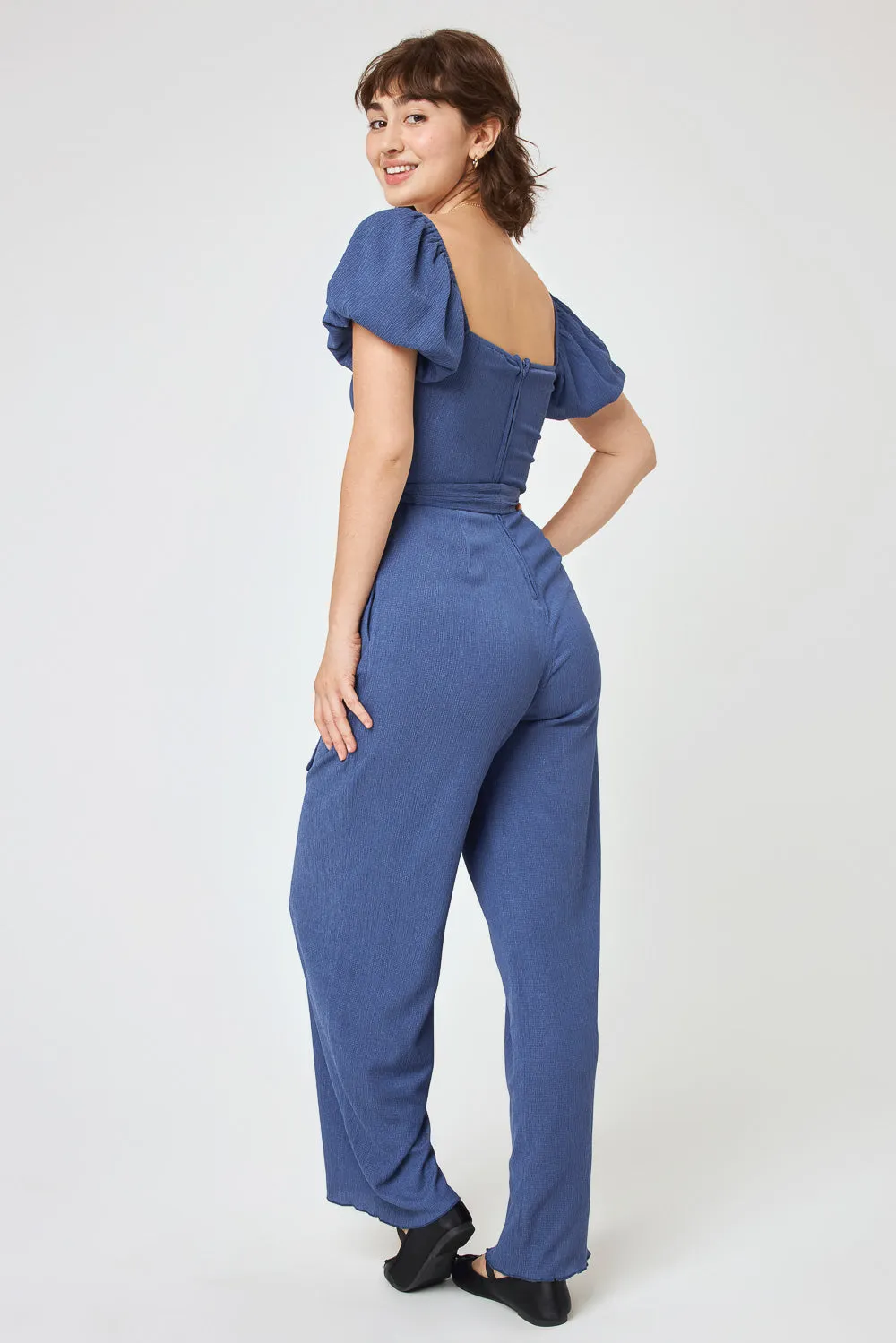 Blue Indigo Tie Waist Jumpsuit