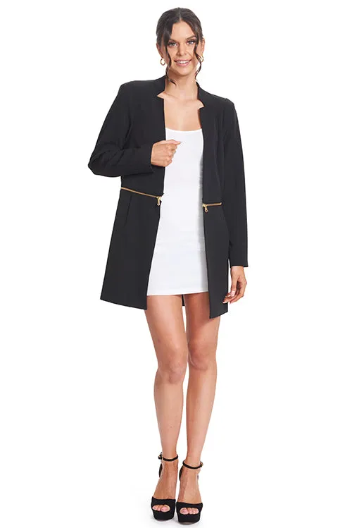 Convertible Three Way Notch Neck Blazer - Wear it long, half-zipped or