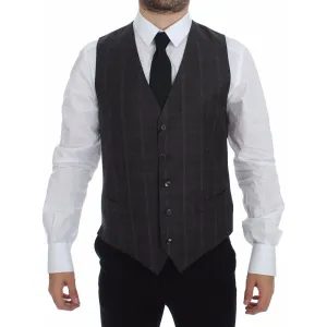 Dolce & Gabbana Elegant Checkered Wool Dress Vest