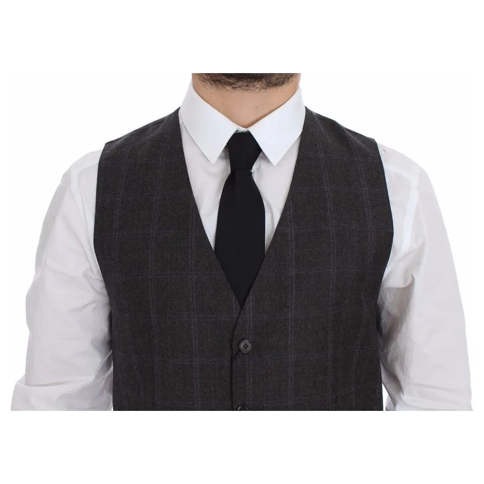 Dolce & Gabbana Elegant Checkered Wool Dress Vest