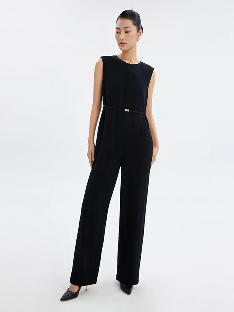 Full Length Triacetate Sleeveless Jumpsuit