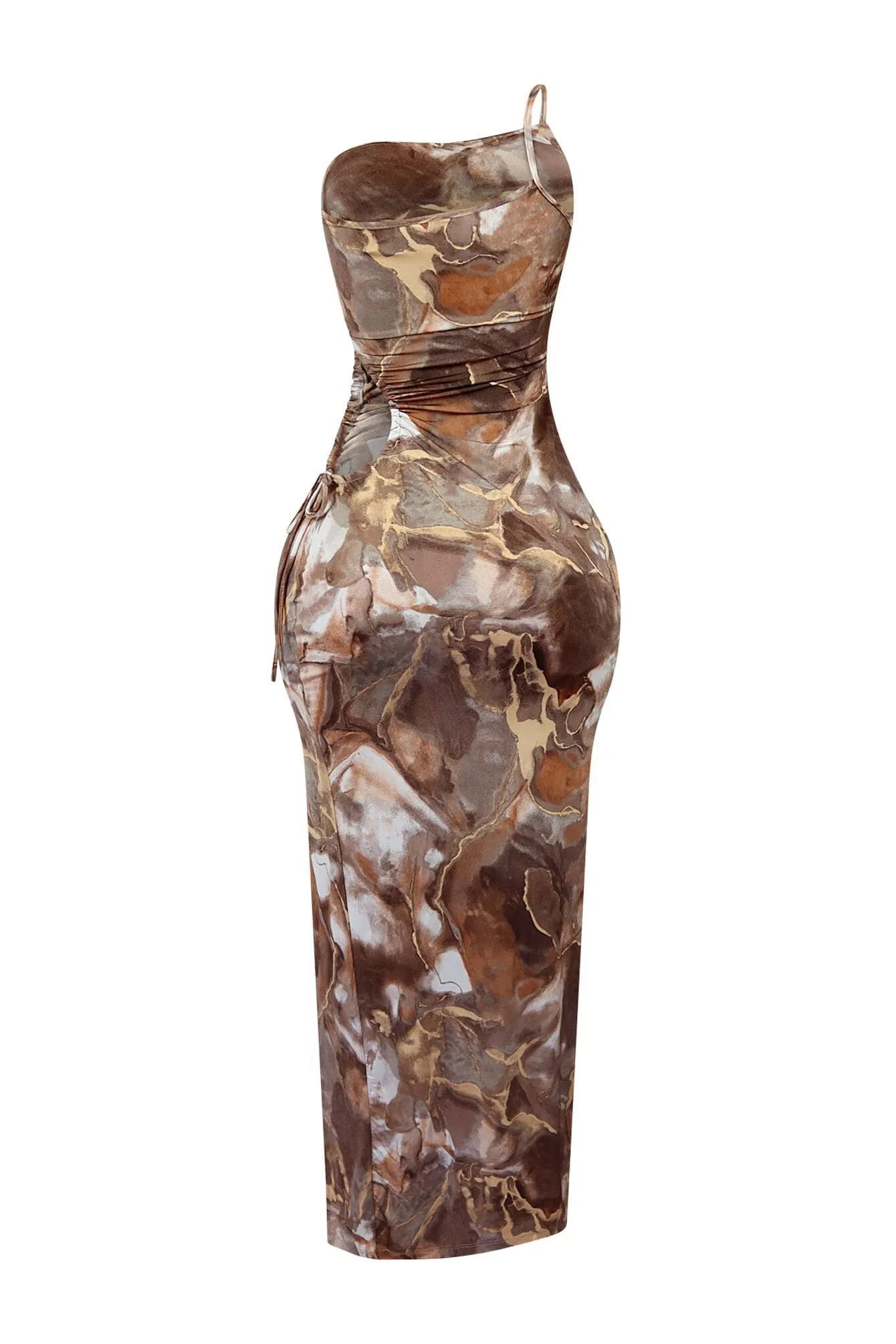 Myla Marble Print One Shoulder Maxi Dress