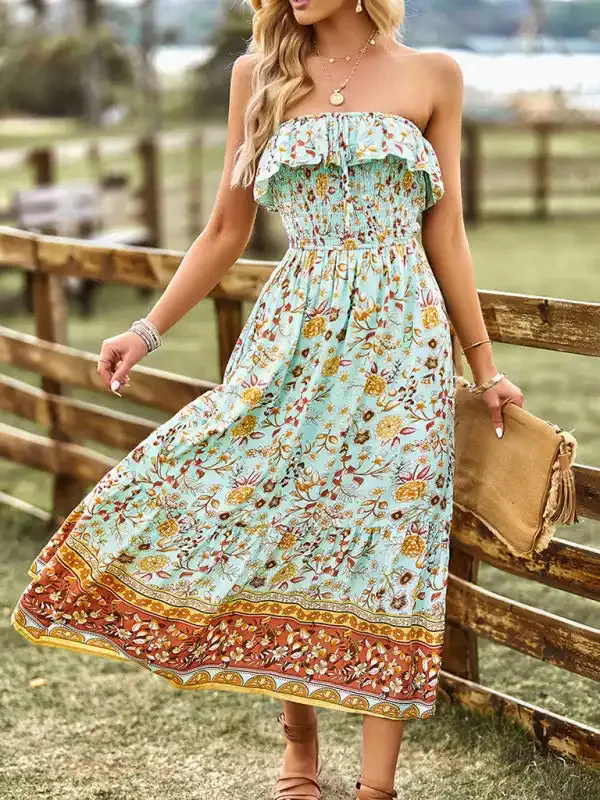 New Ladies Bohemian Casual Vacation Long Dress