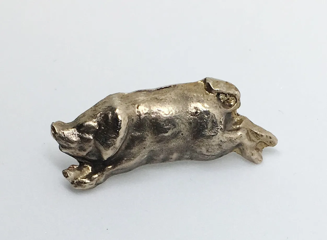 Pig Tie Tack in Bronze